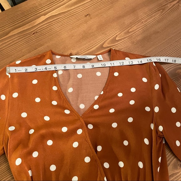 & Other Stories Paris Atelier Rust Orange Polka Dot Faux Wrap Dress 0 - Picture 11 of 13